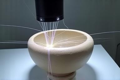 3D scanner capturing details of a craft object.