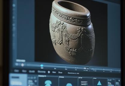 Computer screen showing 3D models.