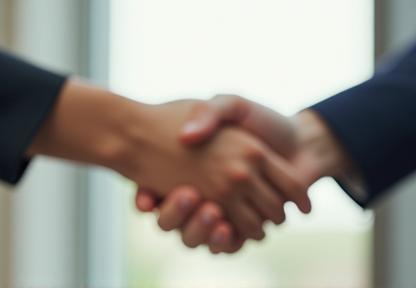 Handshake representing partnership.